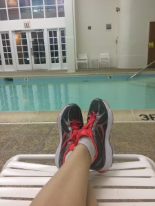 Shoes or sandal recommended when by the pool and locker room